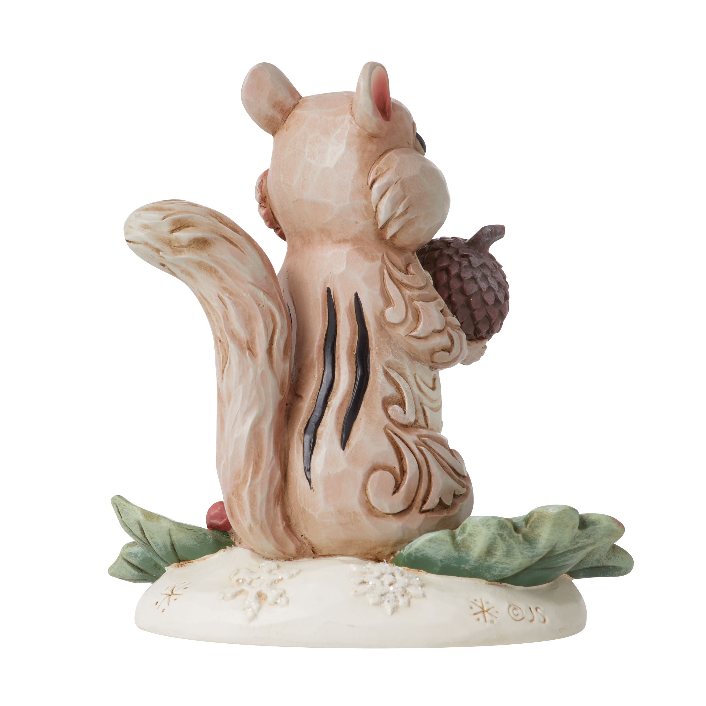White Woodland Collection Chipmunk Holding Acorn