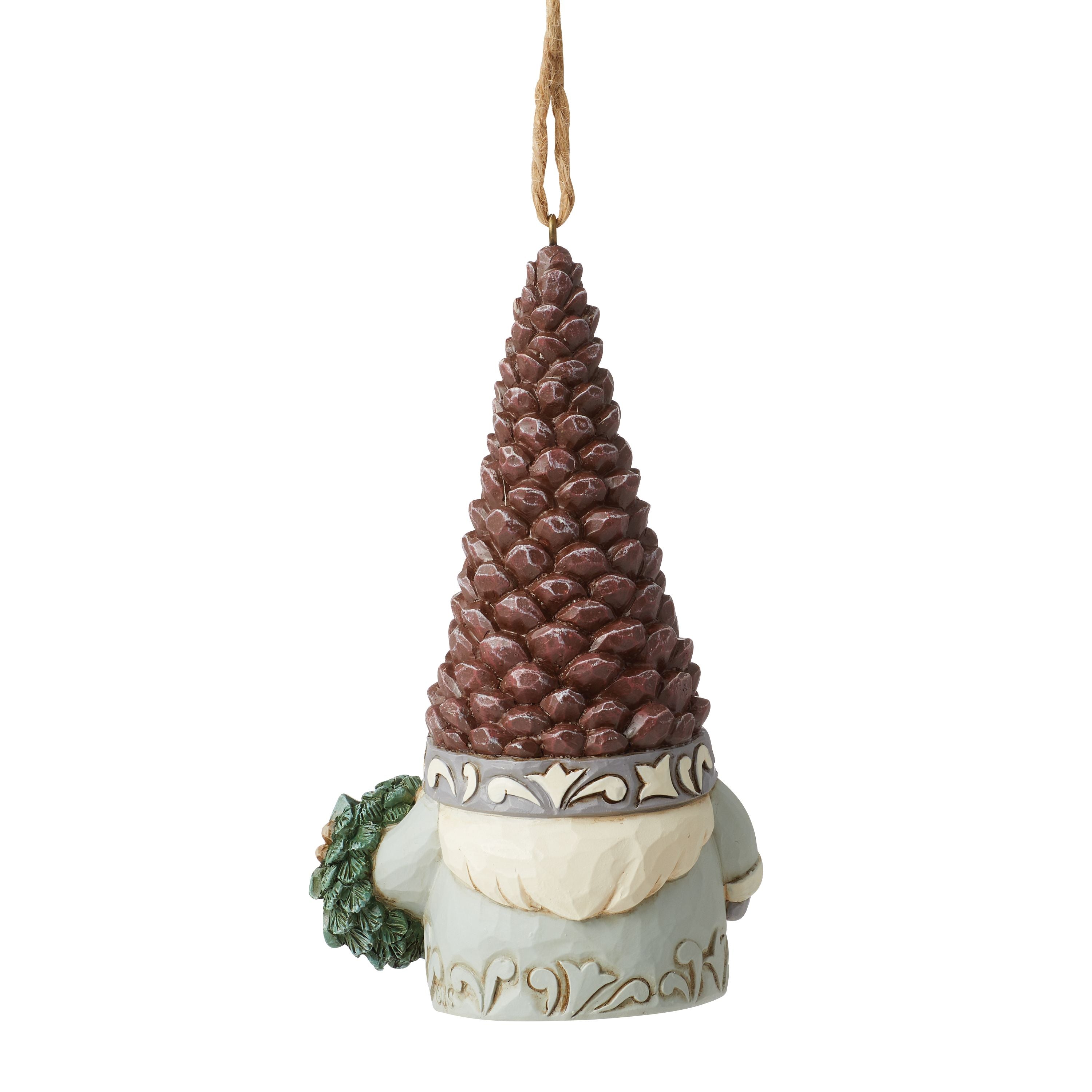 White Woodland Collection Gnome with Pinecone Hat Ornament