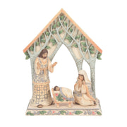 Holy Night of Wonder White Woodland Collection Set of 4 Mini Holy Family with Creche