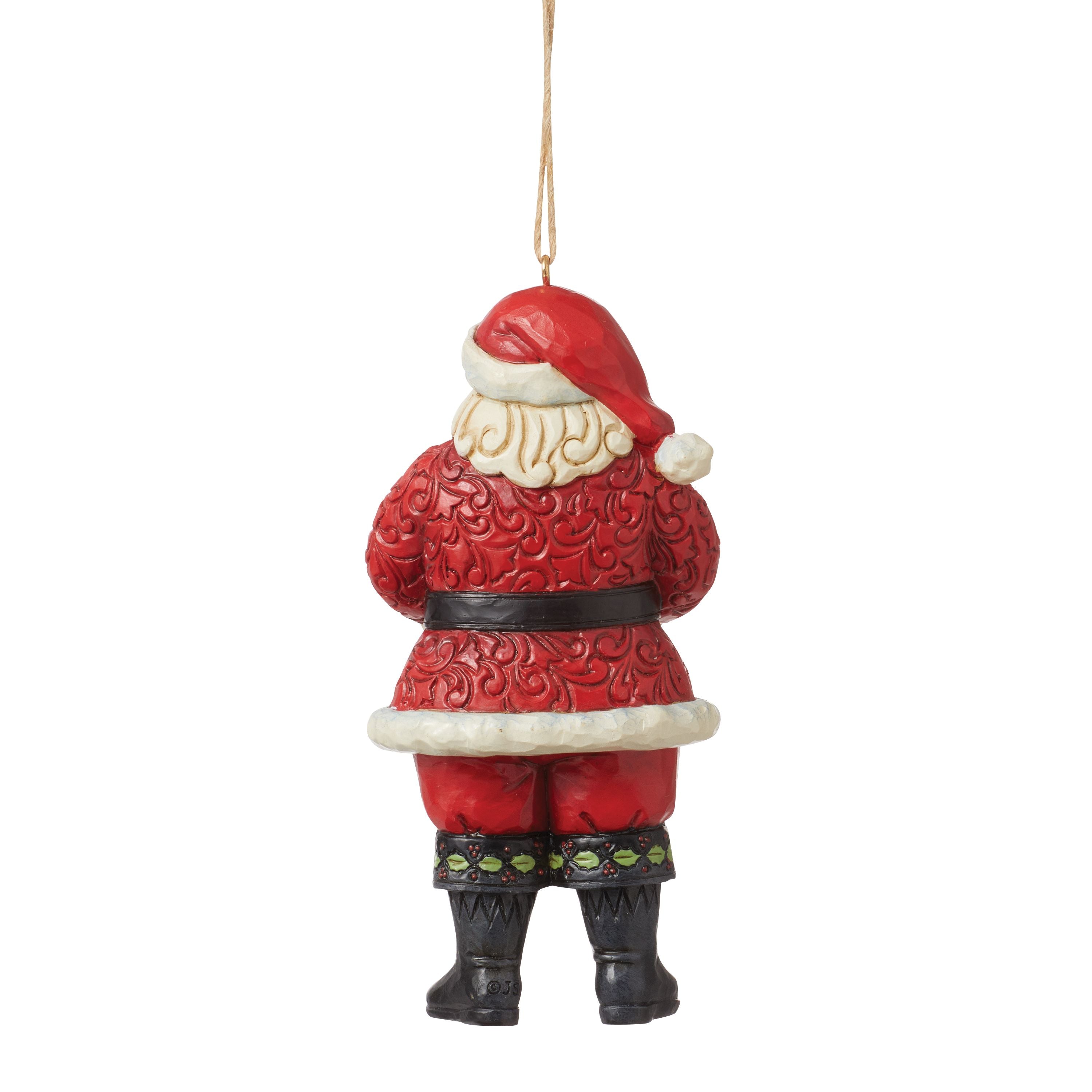 Santa Holding A Cardinal Ornament