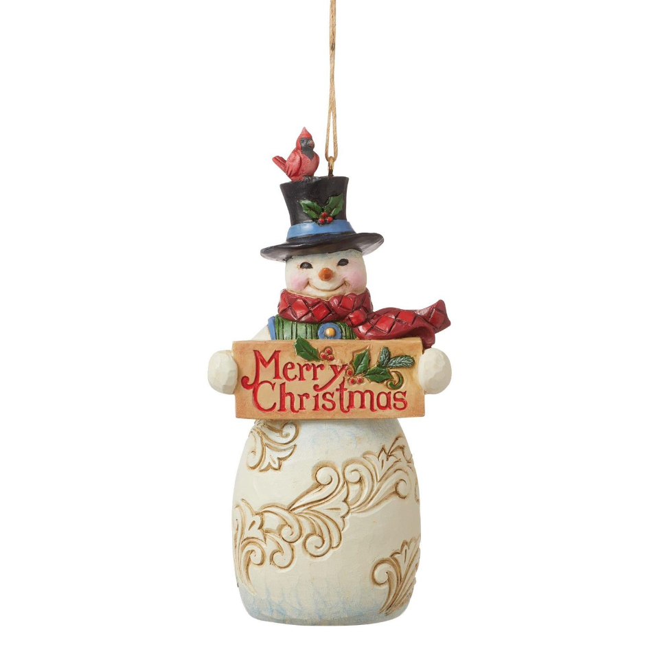 Snowman with Merry Christmas Sign Ornament