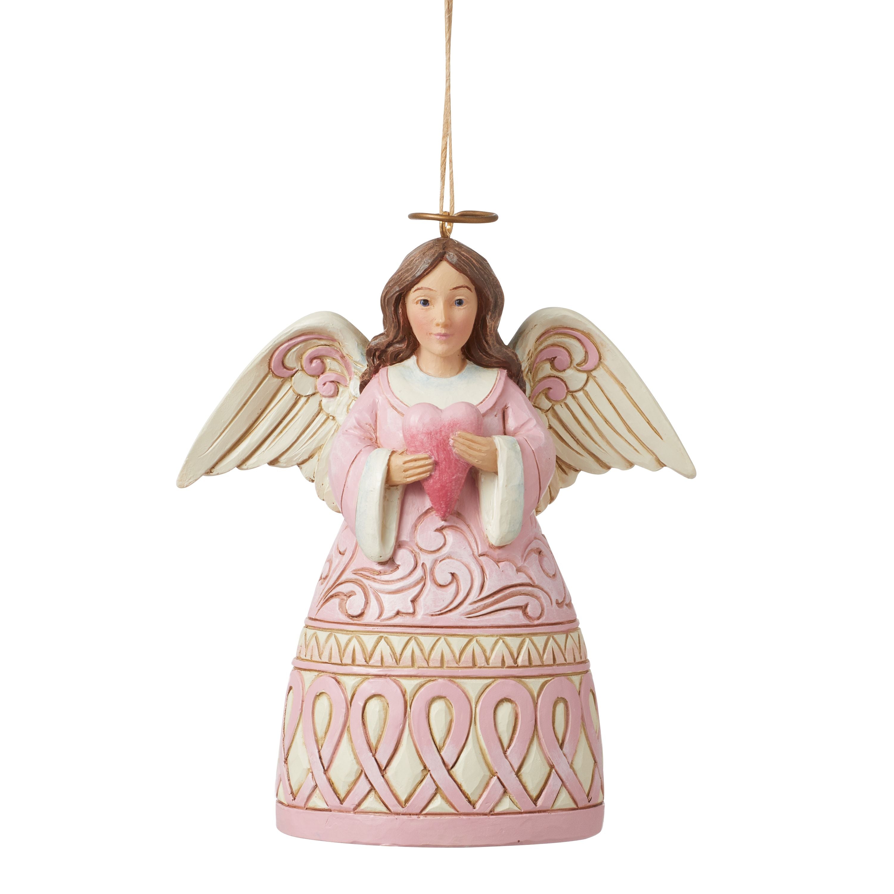 The Rose Pink Angel Holding Heart Ornament