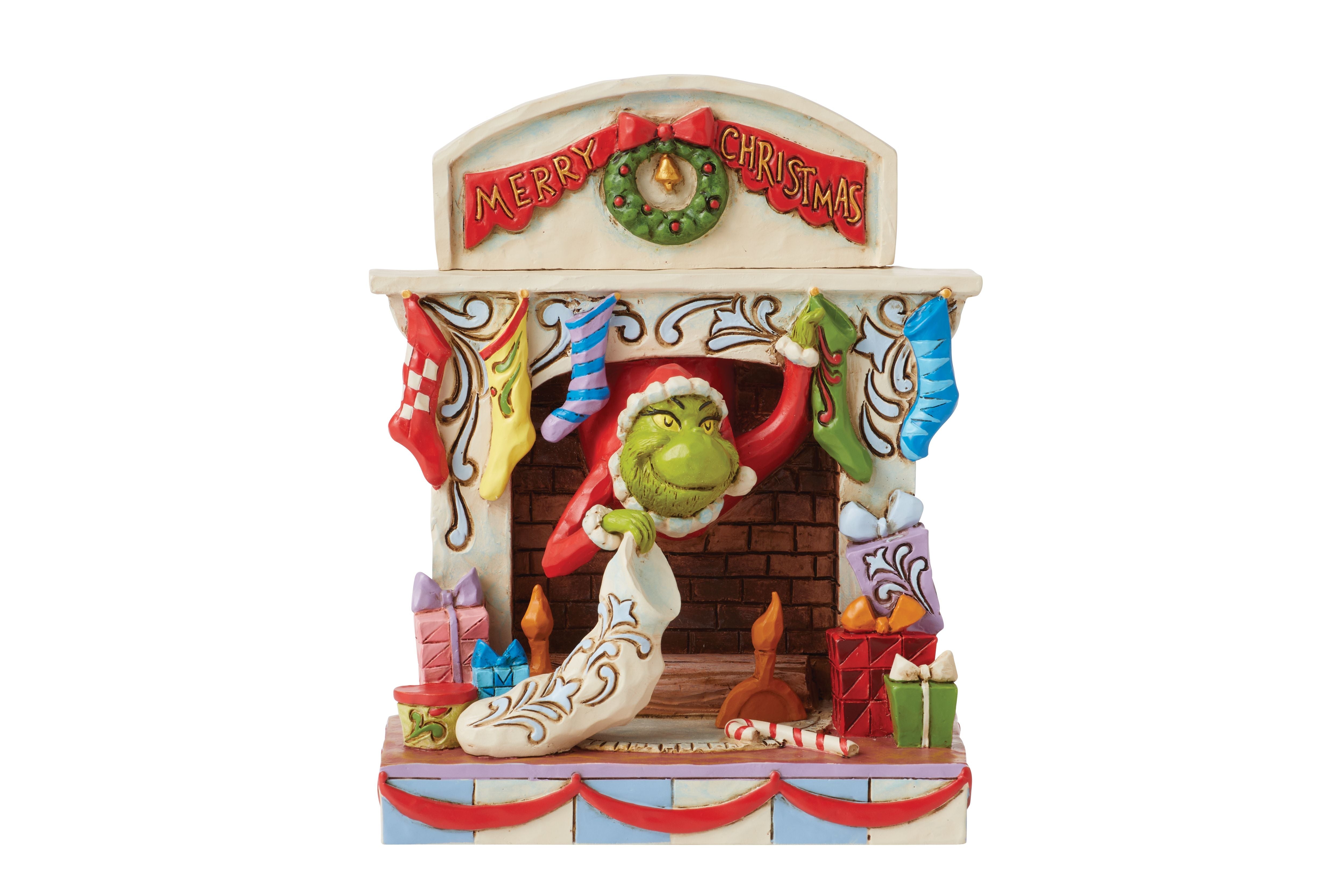 Grinch Peaking Out of Fireplace