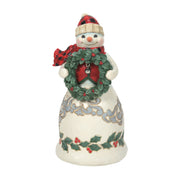 Warm Winter Wishes Highland Glen Snowman with Wreath, Vest and Plaid Scarf