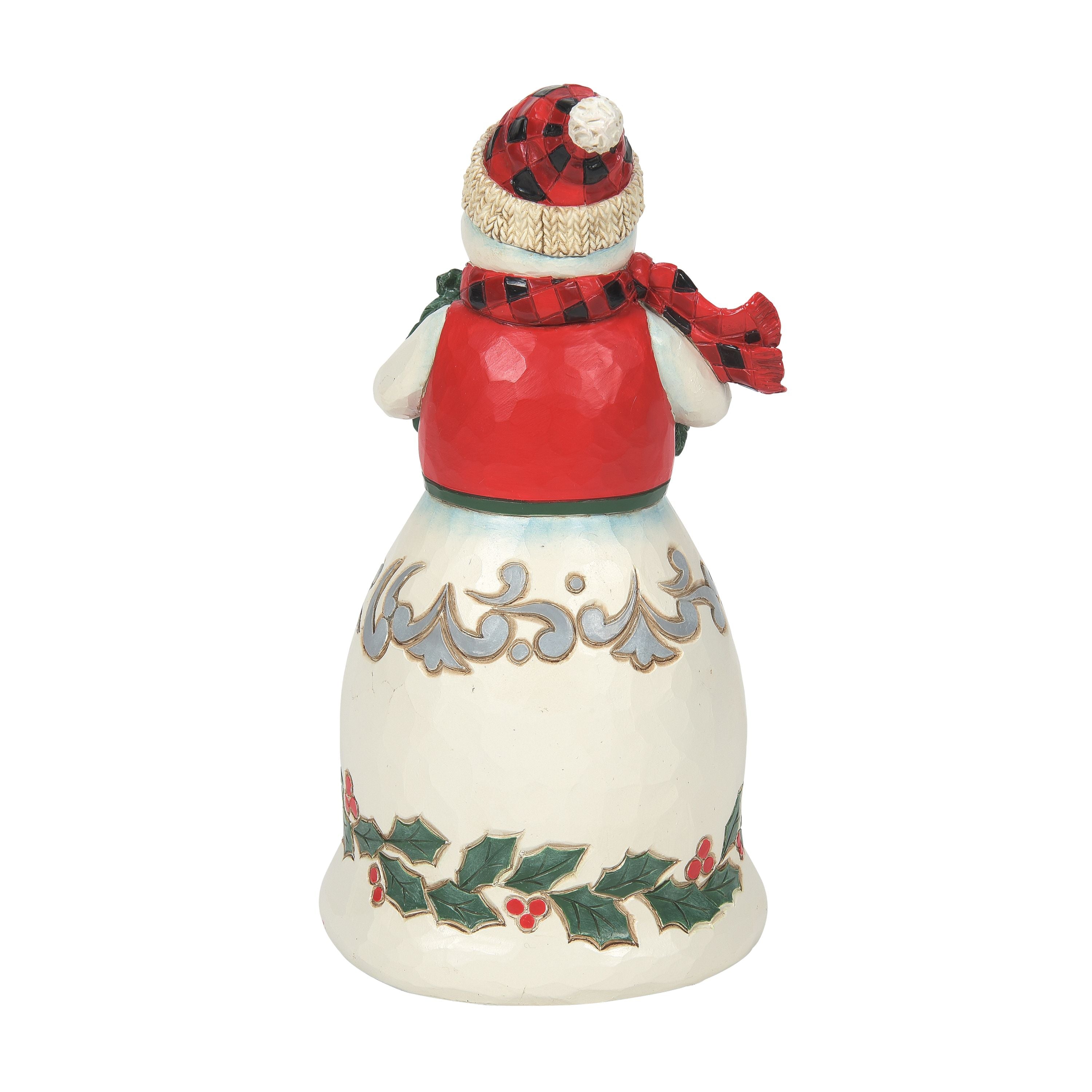 Warm Winter Wishes Highland Glen Snowman with Wreath, Vest and Plaid Scarf