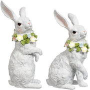 Lighted Bunnies with Wreaths 13 and 15 Inches Tall Set of 2