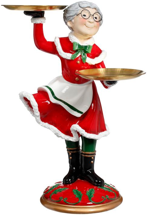 Joyful Mrs.Claus with Tray 24 Inches