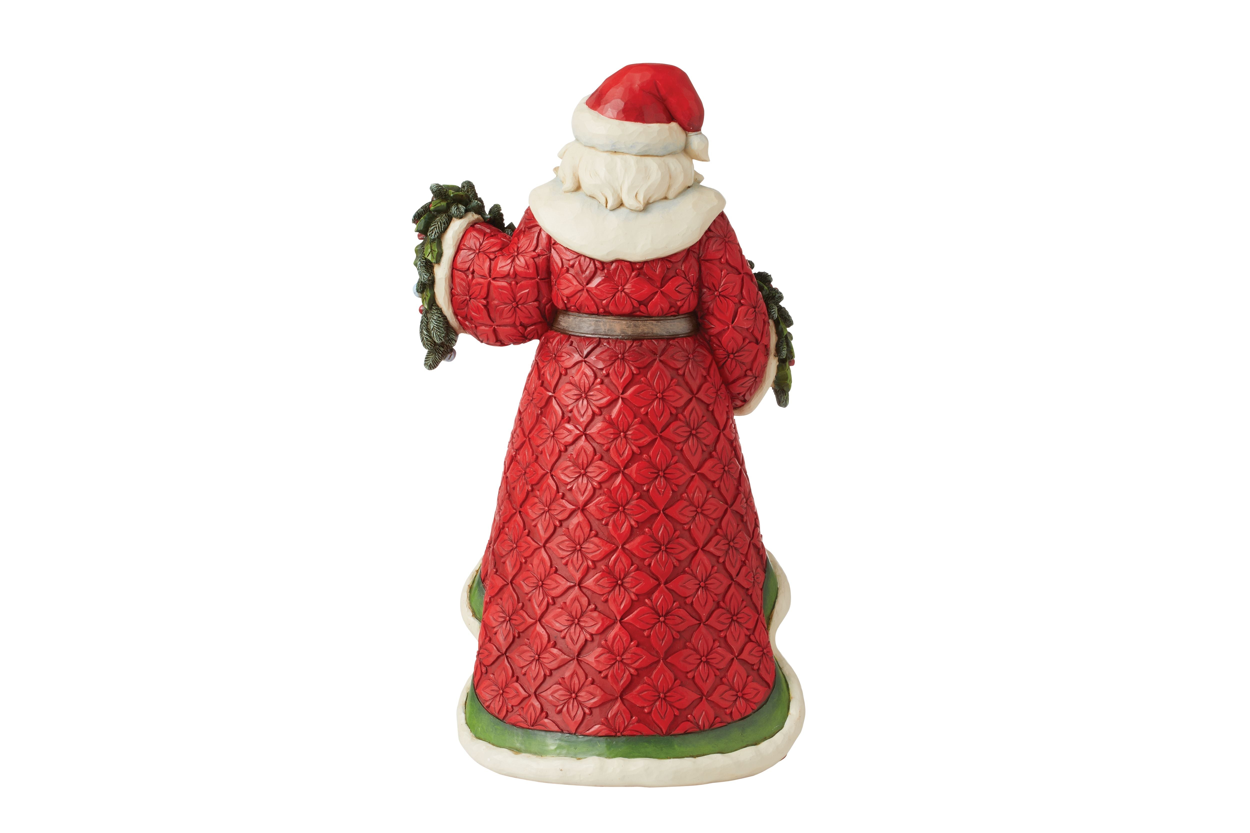 Seasonal Swag Santa with Poinsettia and Pine Garland