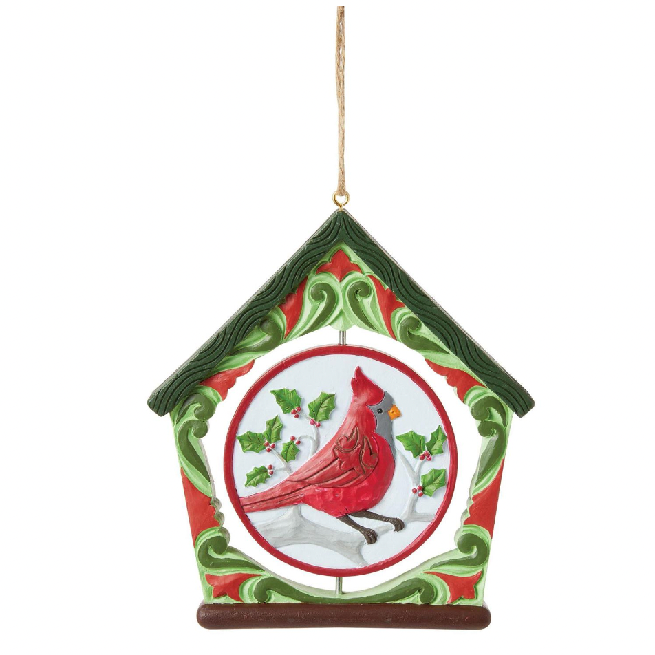 Cardinal Birdhouse Rotating Ornament