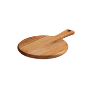 Teak Wood Round Cutting Board with Handle 13.25 x 9"