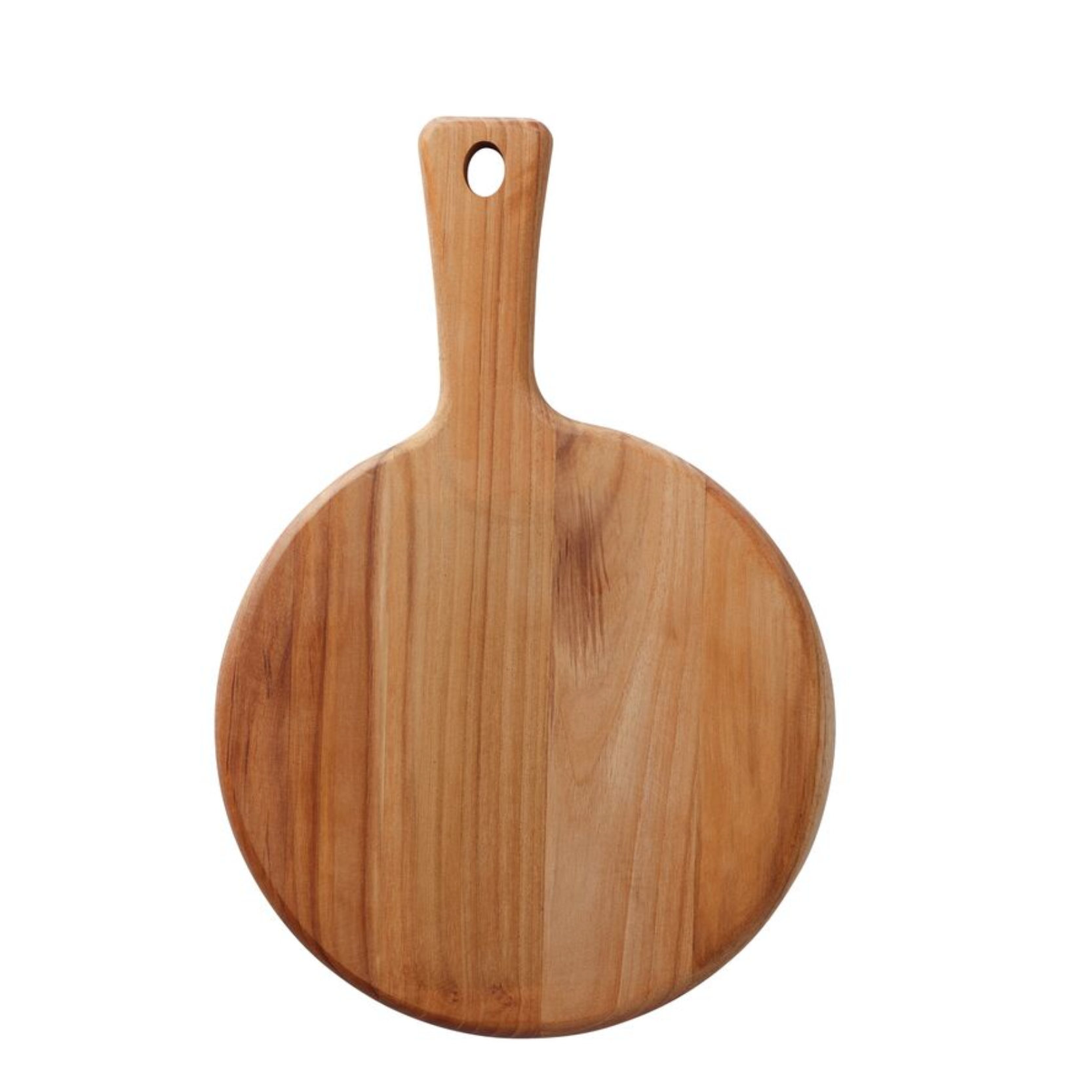 Teak Wood Round Cutting Board with Handle 13.25 x 9"