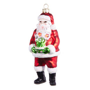 Santa with Amaryllis Gift Ornament