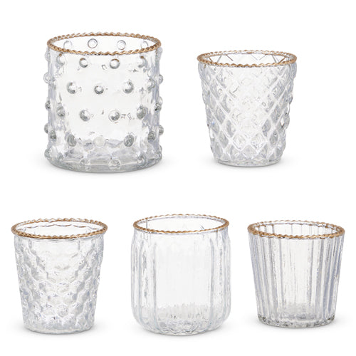 Gold Rim Glass Votives Set of 5