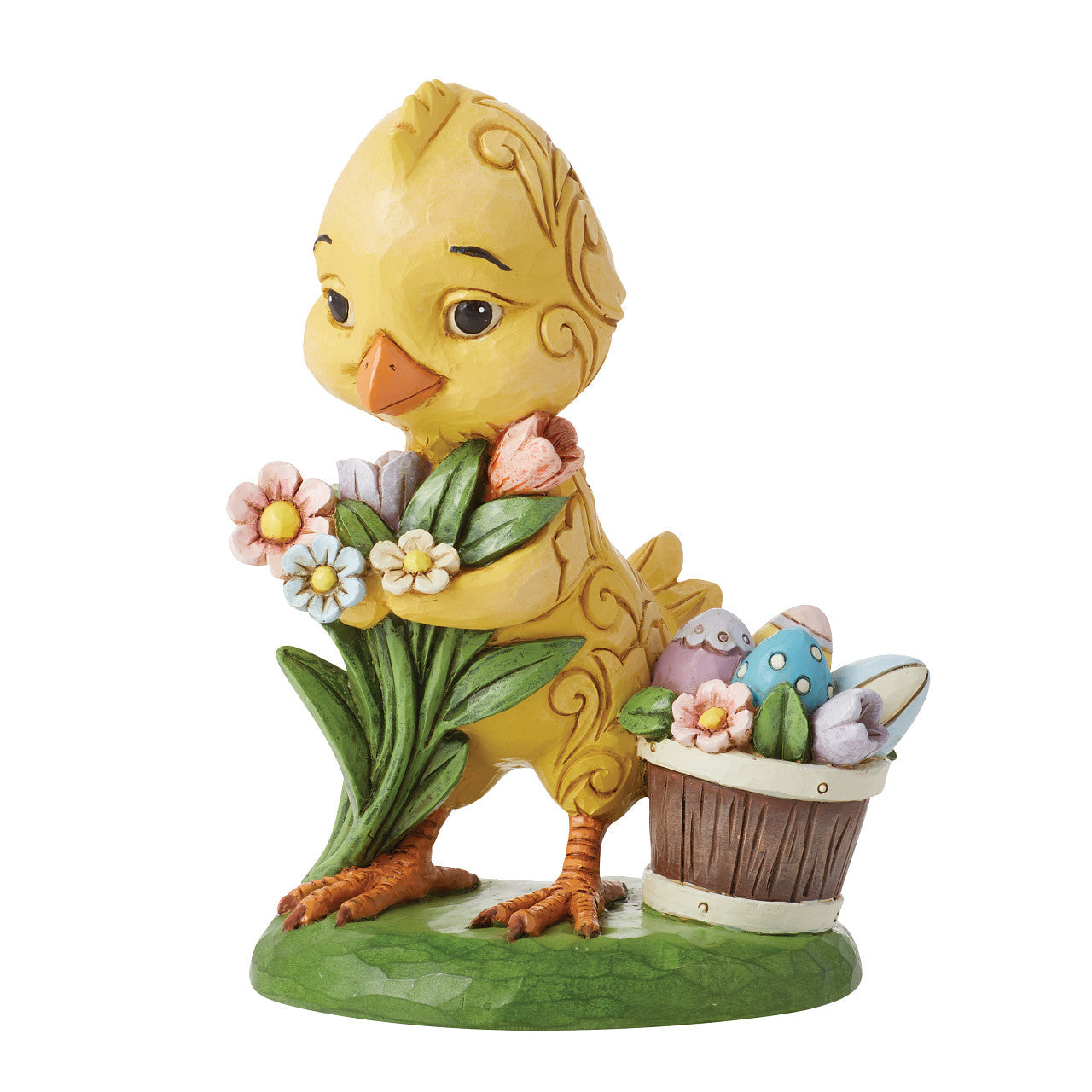 One Cute Easter Chick Yellow Chick with Flowers