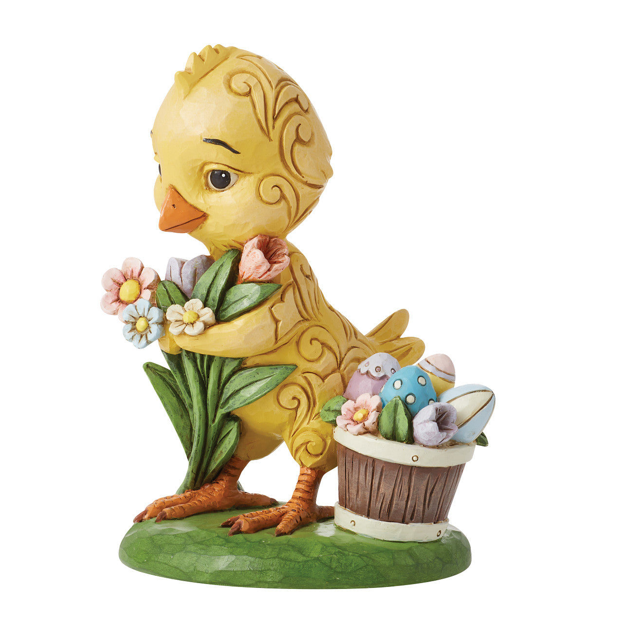 One Cute Easter Chick Yellow Chick with Flowers
