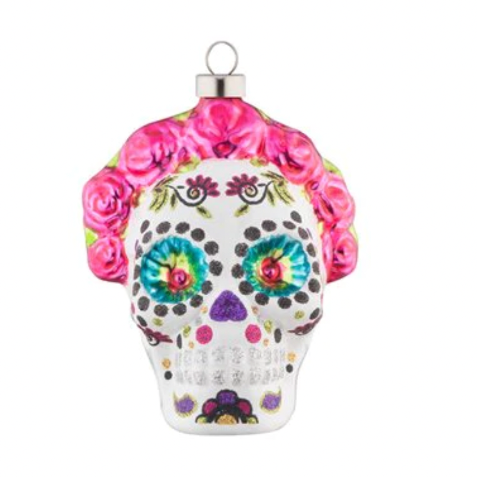 Dia De Los Muertos Rose Skull Ornament