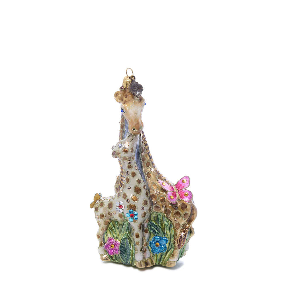 Mom and Baby Giraffe Glass Ornament