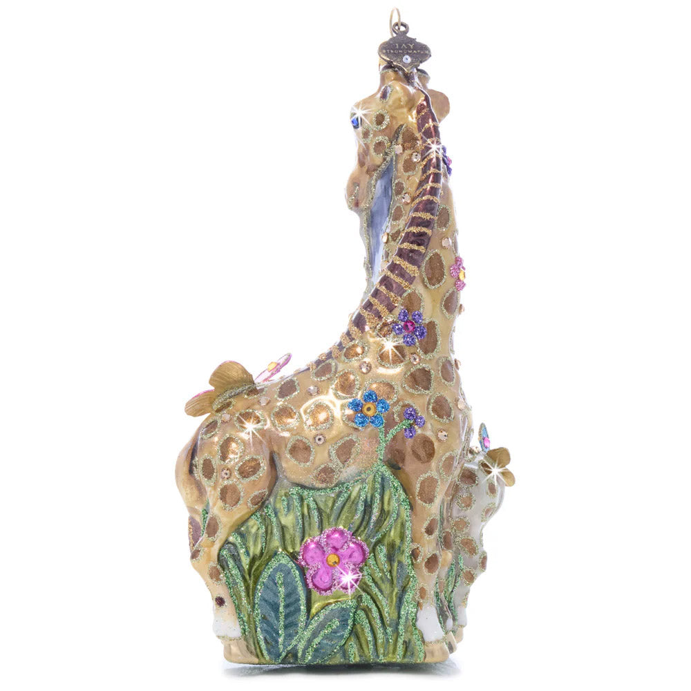 Mom and Baby Giraffe Glass Ornament