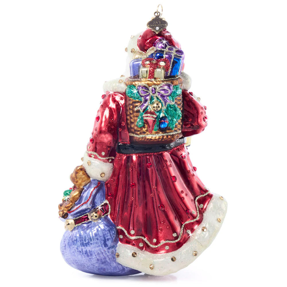 Bountiful Santa Glass Ornament
