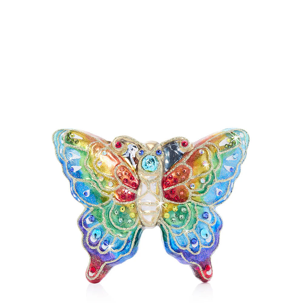 Rainbow Butterfly Glass Ornament