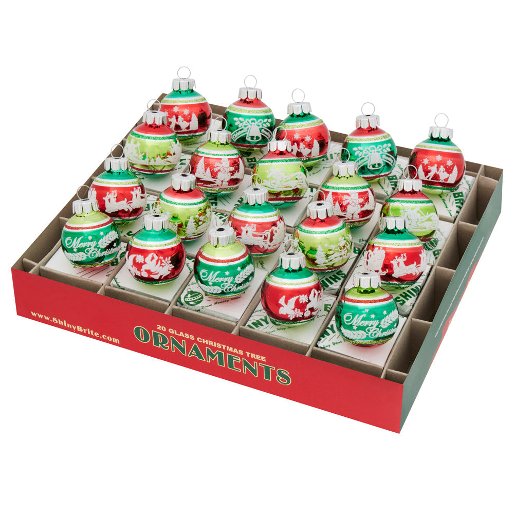 Holiday Splendor Signature Flocked Rounds Ornaments Set of 20 1.25"