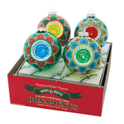 Holiday Splendor Rounds With Reflector Ornaments Set of 4 4"