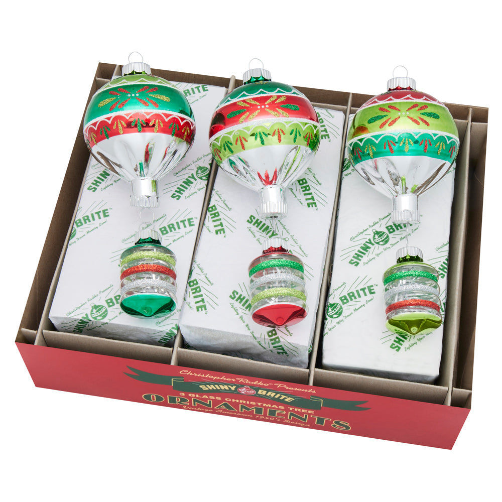 Holiday Splendor Decorated Shapes Ornaments Set of 3 7"