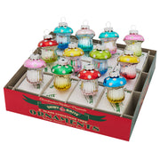 Christmas Confetti Mushrooms Ornament Set of 12 1.75"
