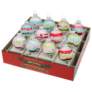Festive Fete Signature Flocked Rounds Ornaments Set of 12 1.75"