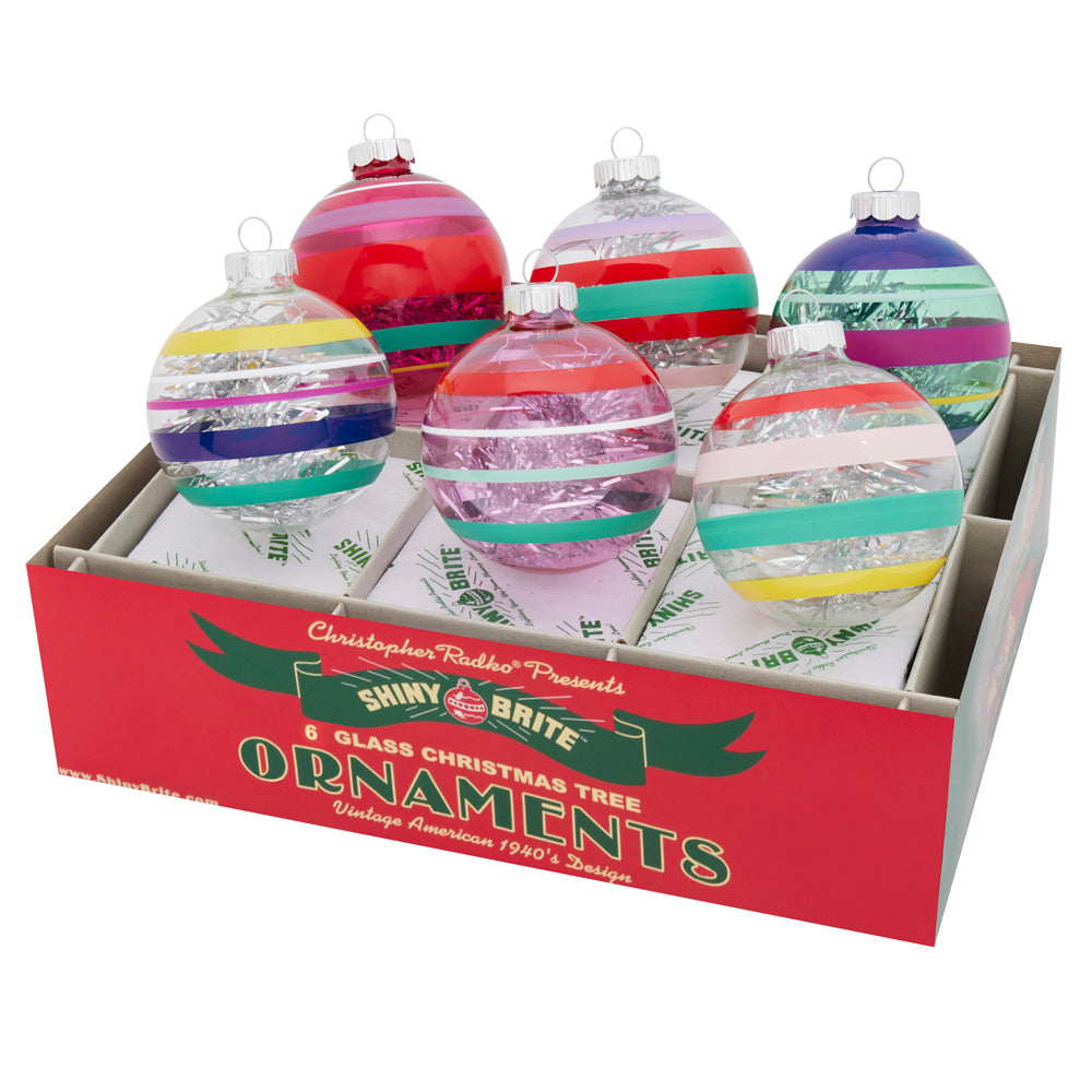 Vivid Vintage Decorated Rounds Ornaments Set of 6 3.25"