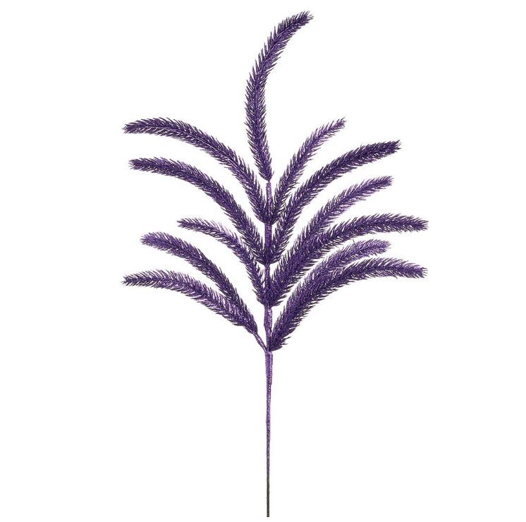 Purple Glittered Pine Spray 22"