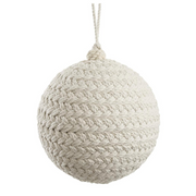 Cream Braided Cotton Ball Ornament 6"