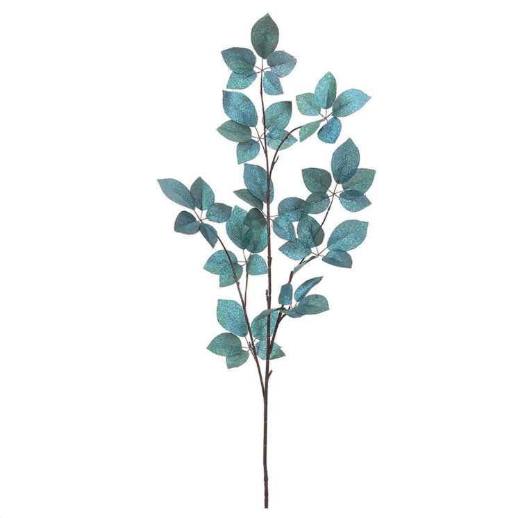 Peacock Metallic Scheffera Leaf Spray 50.5"