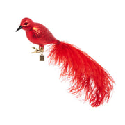 Clip-On Red Feathered Bird Ornament 12"