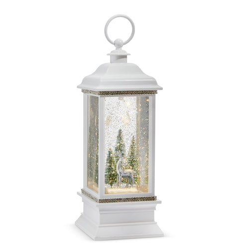 Snowy Reindeer Animated Lighted Water Lantern 11.25"
