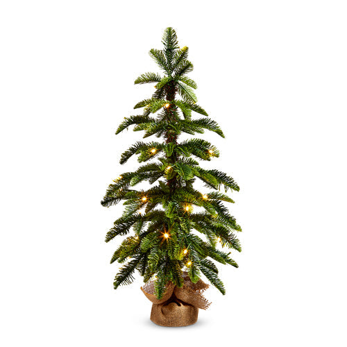 Lighted Pine Tree in Burlap Bag 28"