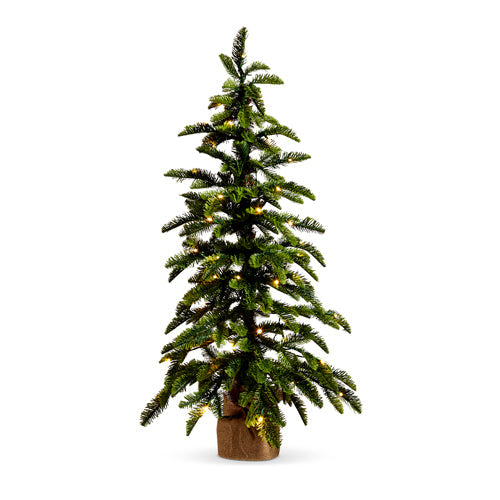 Lighted Pine Tree in Burlap Bag 36"