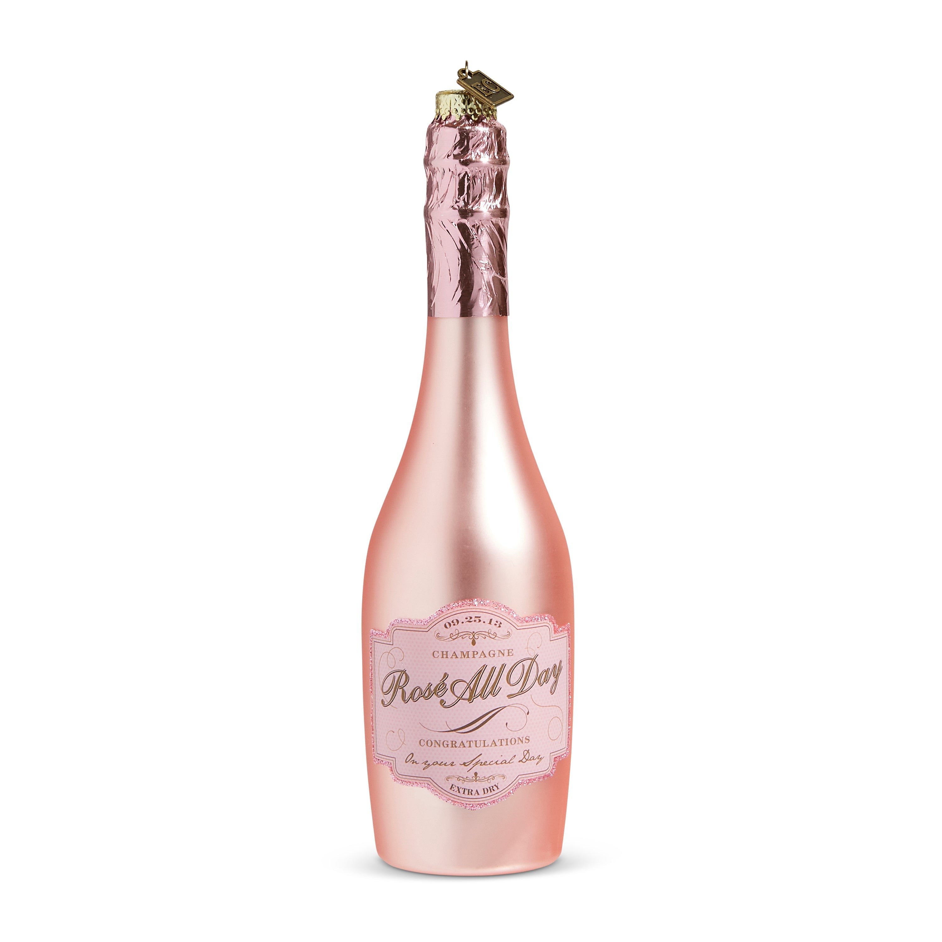 Congratulations Pink Champagne Ornament 8.25"