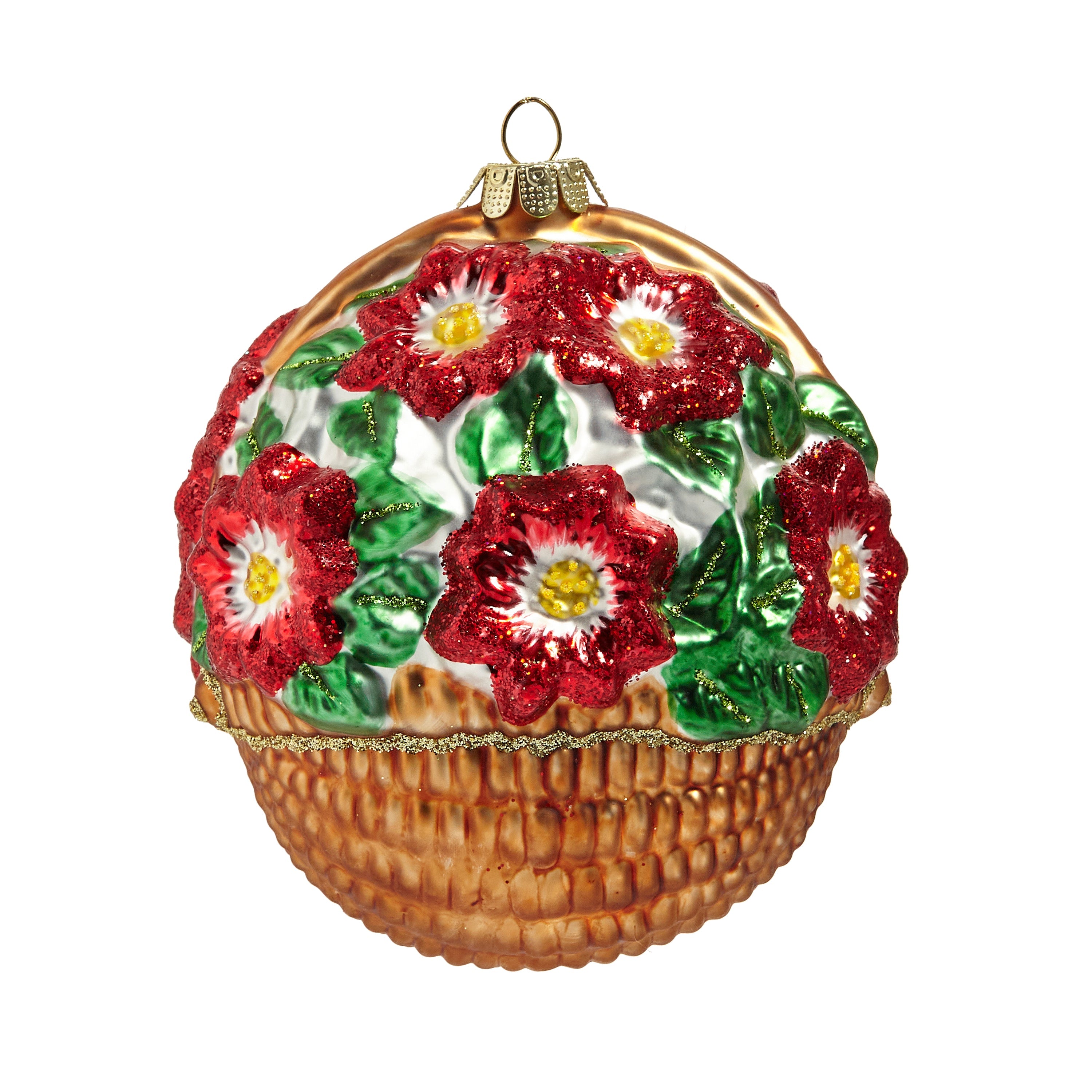 Basket of Poinsettias Ornament 4"