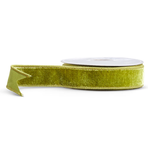 Apple Green Velvet Wired Ribbon 1.5" x 10 Yards