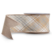 Light Brown Plaid Wired Ribbon 4" x 10 Yards