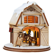 Santa s Reindeer Barn Ornament