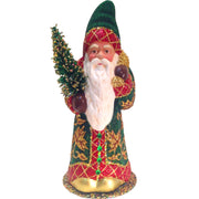 Green Beaded Santa with Tree Schaller