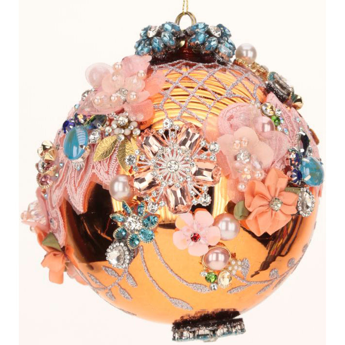 King's Jewels Ball Ornament Shiny Copper 5"