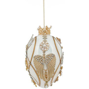 King's Jewels Faberge Jeweled Egg Ornament Ivory and Pearl 7"