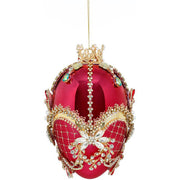 King's Jewels Faberge Jeweled Egg Ornament Red and Raspberry 7"