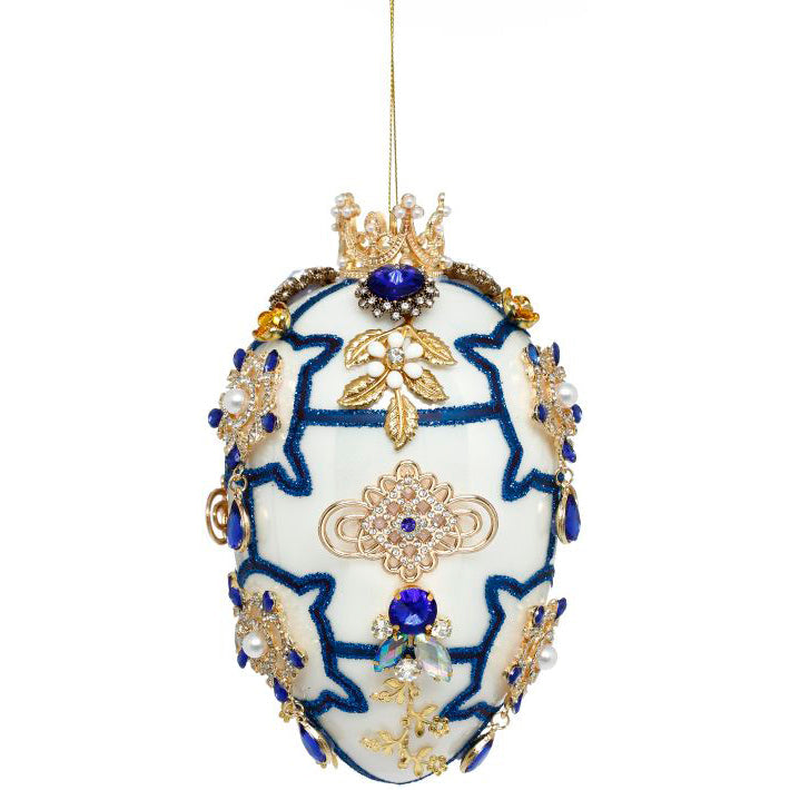 King's Jewels Faberge Jeweled Egg Ornament Chinoiserie 7"