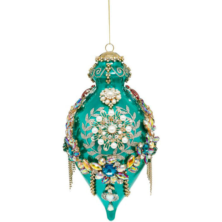King's Jewels Finial Ornament Teal 8"