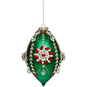 King's Jewels Finial Ornament Frosted Dark Green 8"