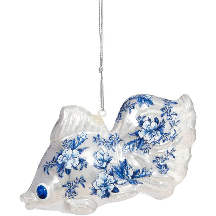 Blue and White Delft Fish Ornament 4.5 x 2.5"